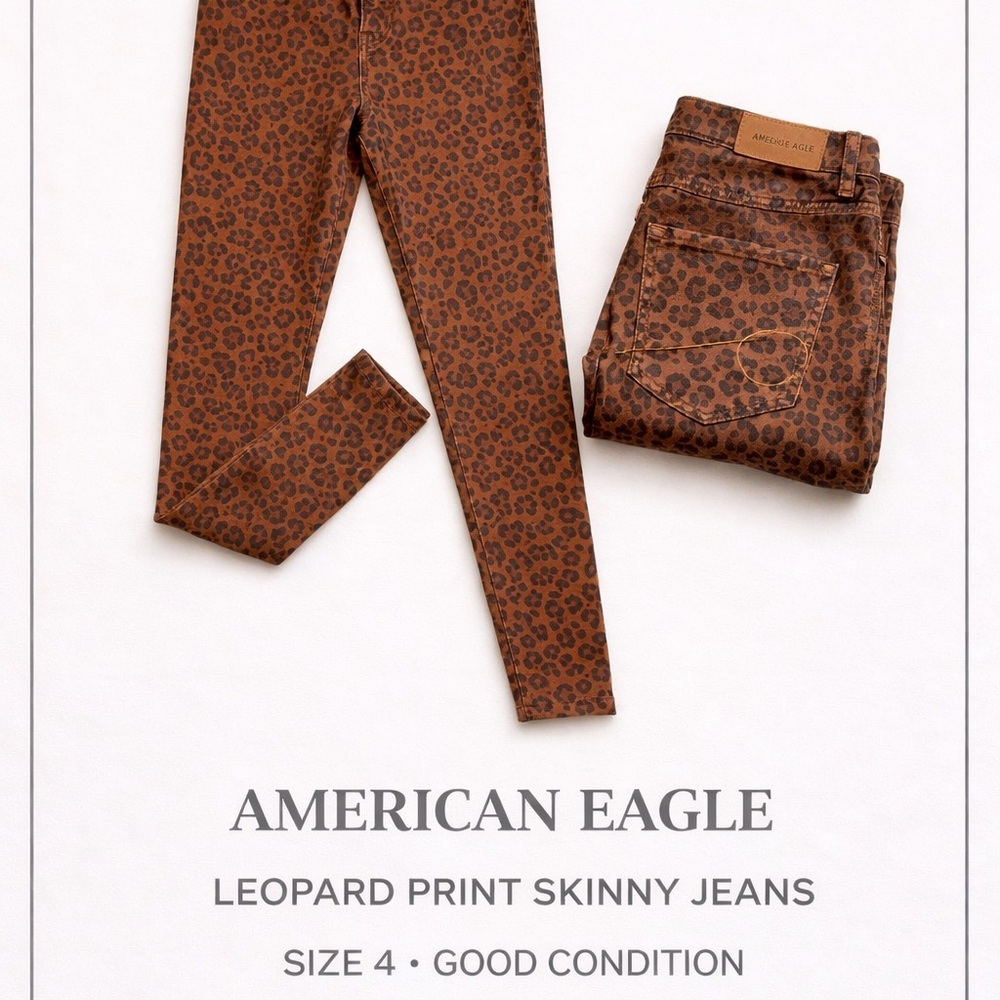 American Eagle Outfitters Brown Leopard Print Skinny Jeans